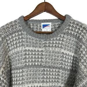 Vintage Le Cashe Mohair Knit Sweater Loose Fit Silver Grey Crewneck- L